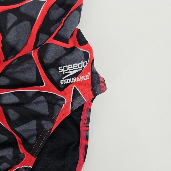 Speedo Endurance Red Black Racerback Competition swimsuit size 12/32 - Picture 10 of 11
